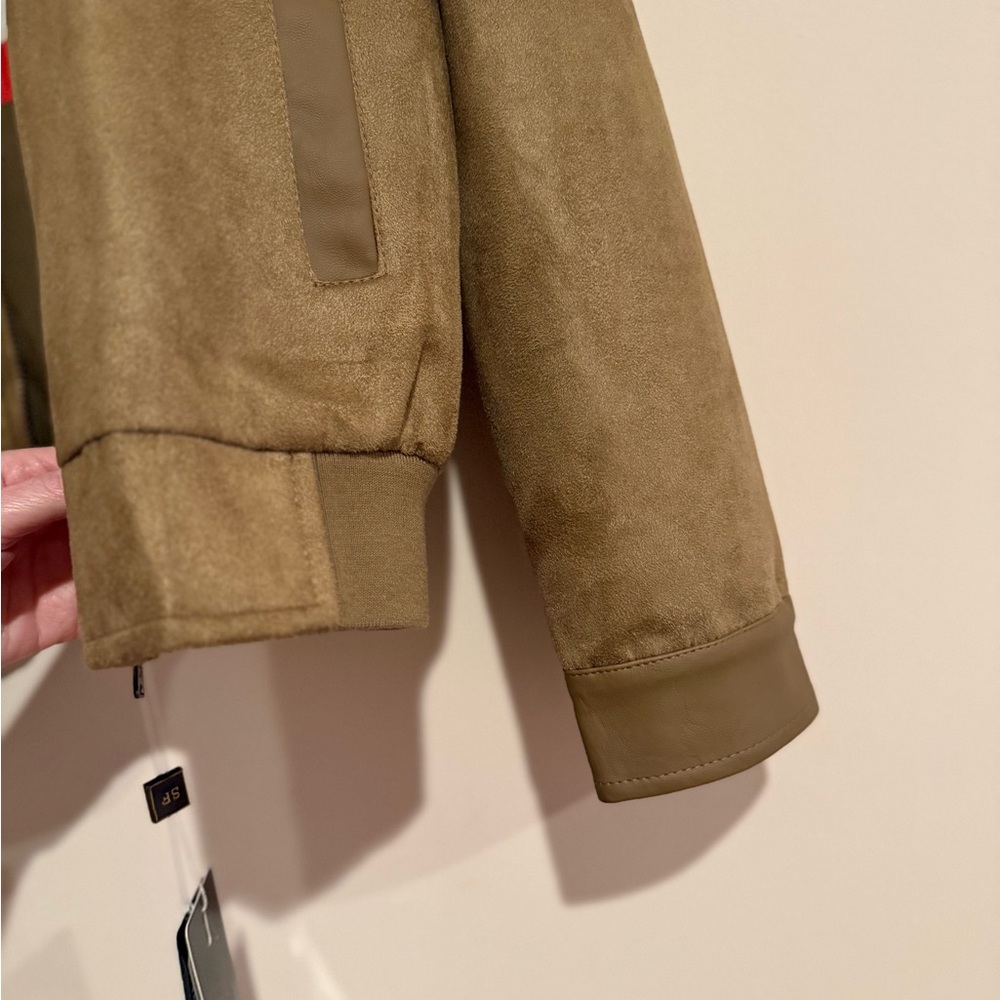 NWT Suede Style Bomber Jacket, Medium, Italian, Faux Leather, 1980's Euro Summer - Picture 10 of 12
